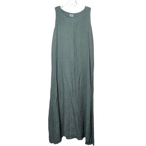 CP Shades Olive Green Linen Maxi Dress